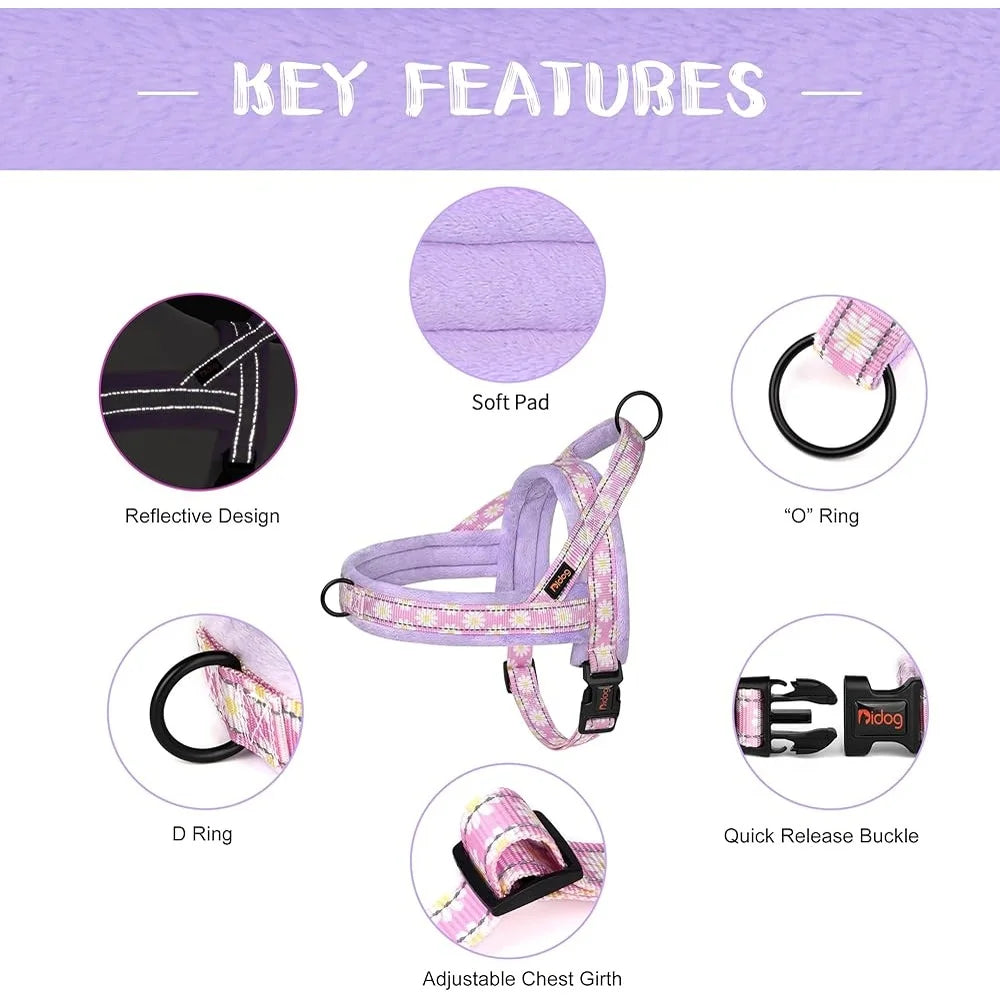 No Pull Dog Harness Soft Padded Adjustable Reflective Comfort