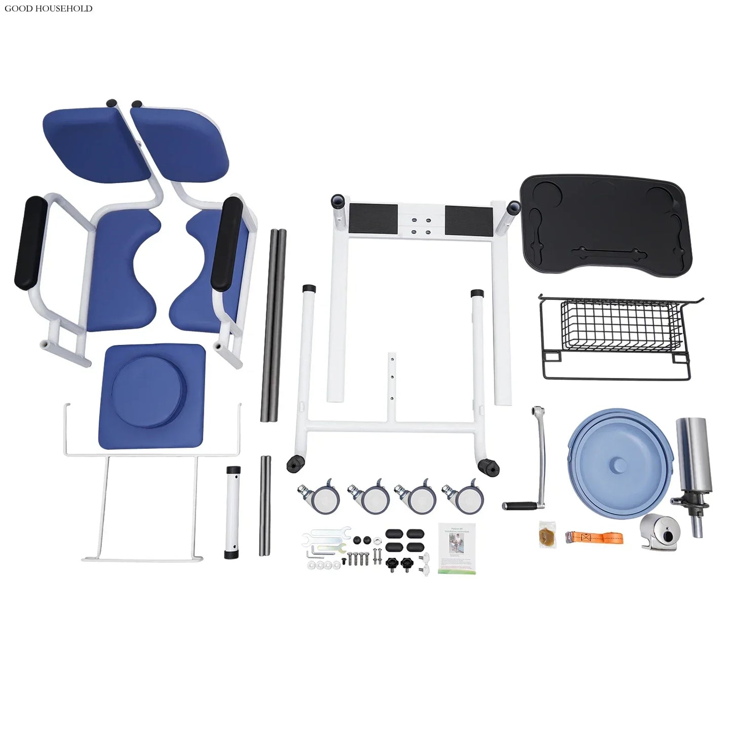 Patient Lift Transfer Chair with Hydraulic Aid and 180 Degree Split Seat