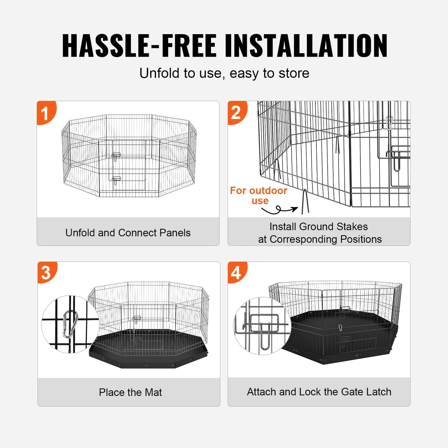 Foldable Dog Playpen with Bottom Pad for Outdoor Use