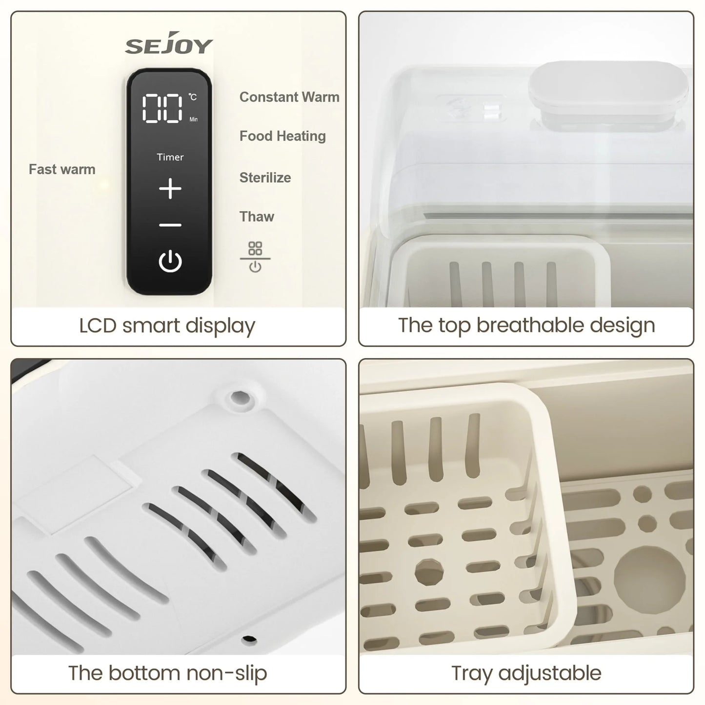 Sejoy 6-in-1 Baby Bottle Warmer Fast Heating with LCD Display