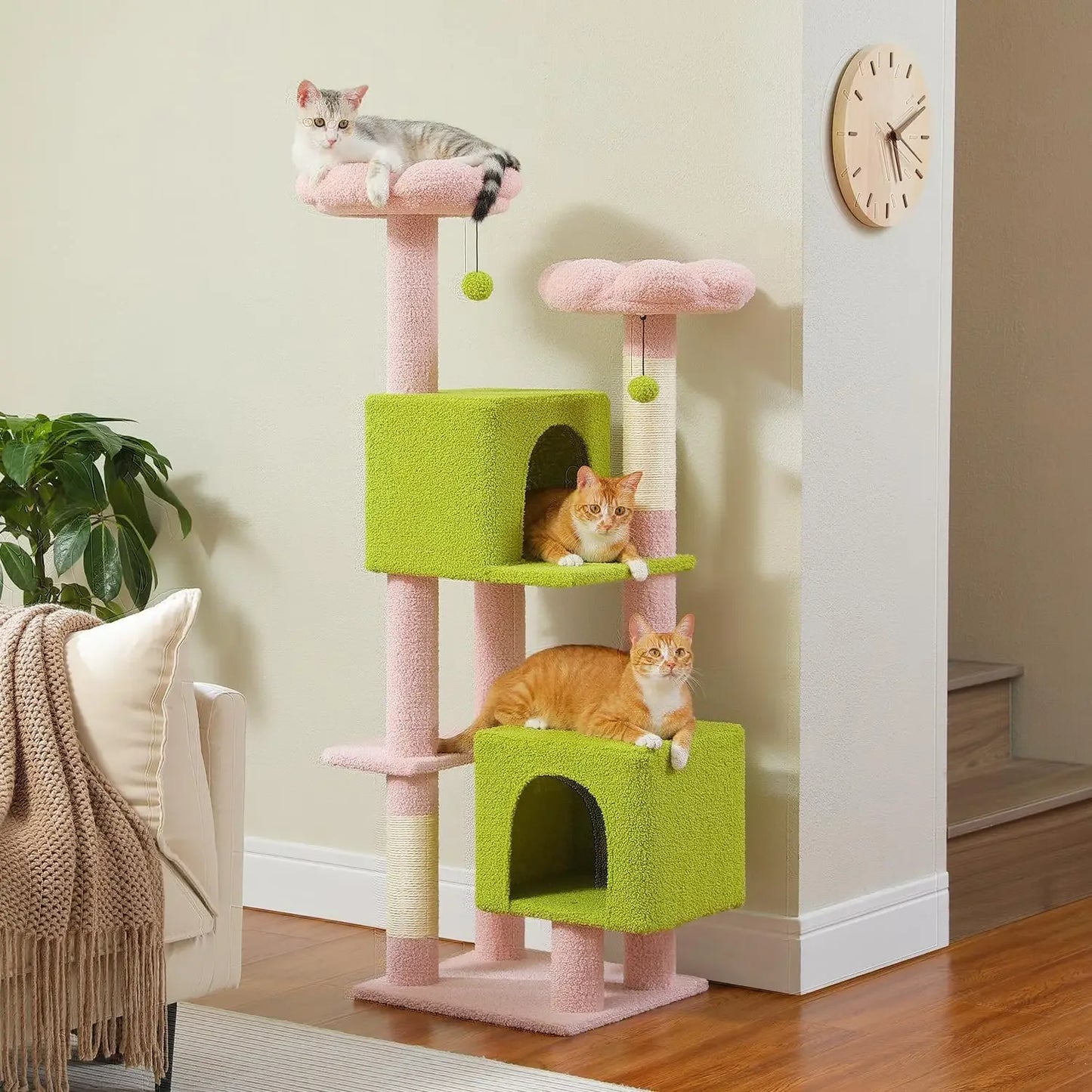 Multi-Level Cat Tree Tower with 6 Scratching Posts and Cozy Condos