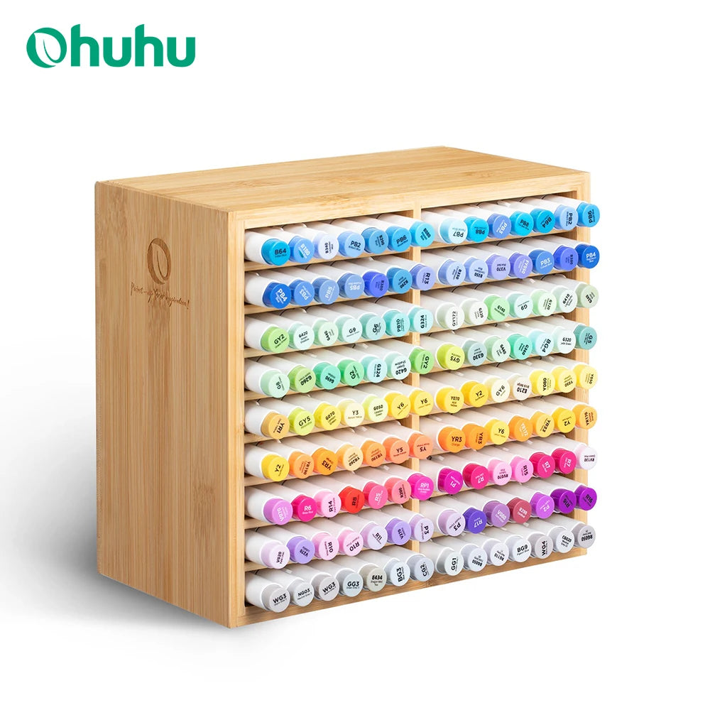 Ohuhu Bamboo Marker Organizer for Easy Desktop Storage