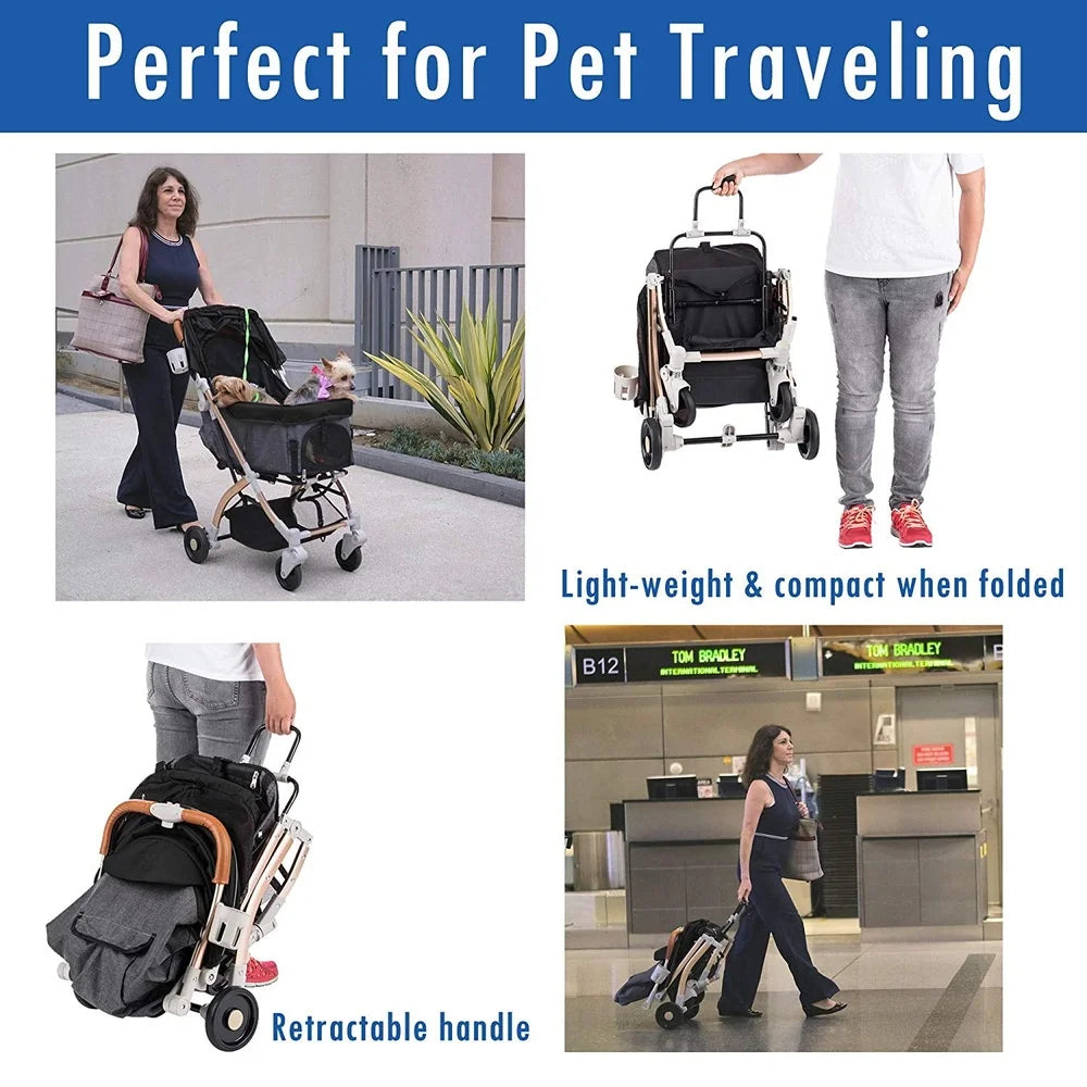 Lightweight Foldable Pet Stroller for Easy Travel