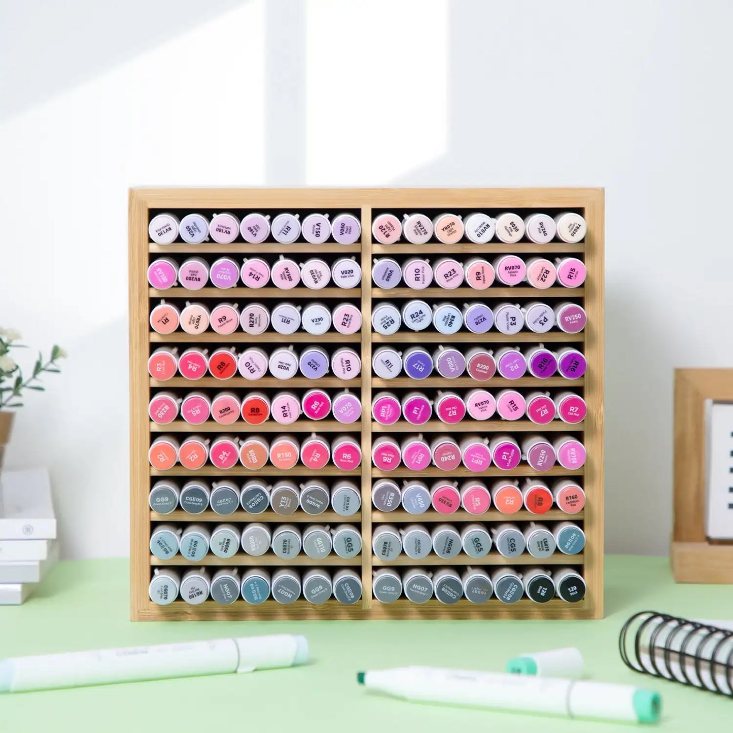 Ohuhu Bamboo Marker Organizer for Easy Desktop Storage
