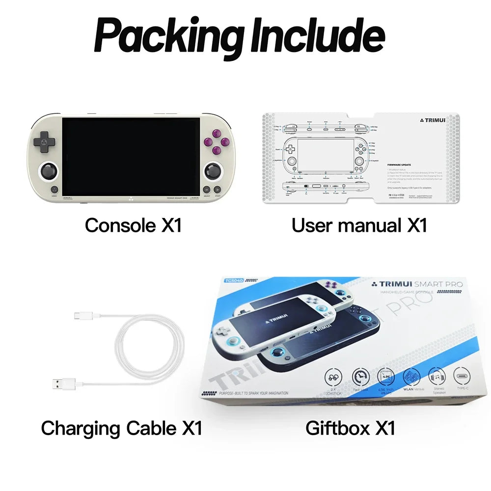 Trimui Smart Pro Handheld Game Console 4.95 Inch IPS Screen Retro Gaming Player