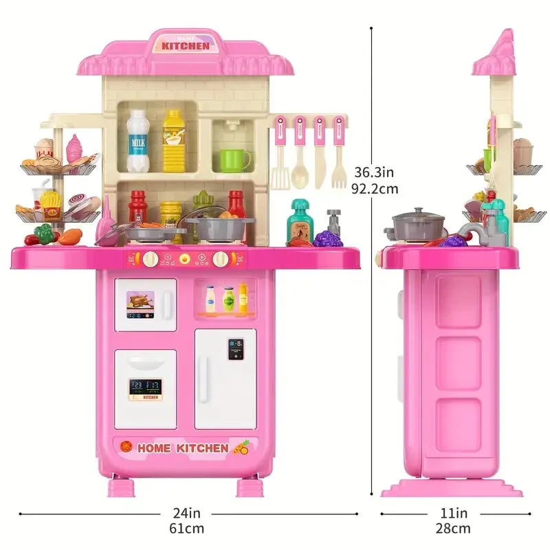 Realistic Play Kitchen Set with Pretend Food for Kids