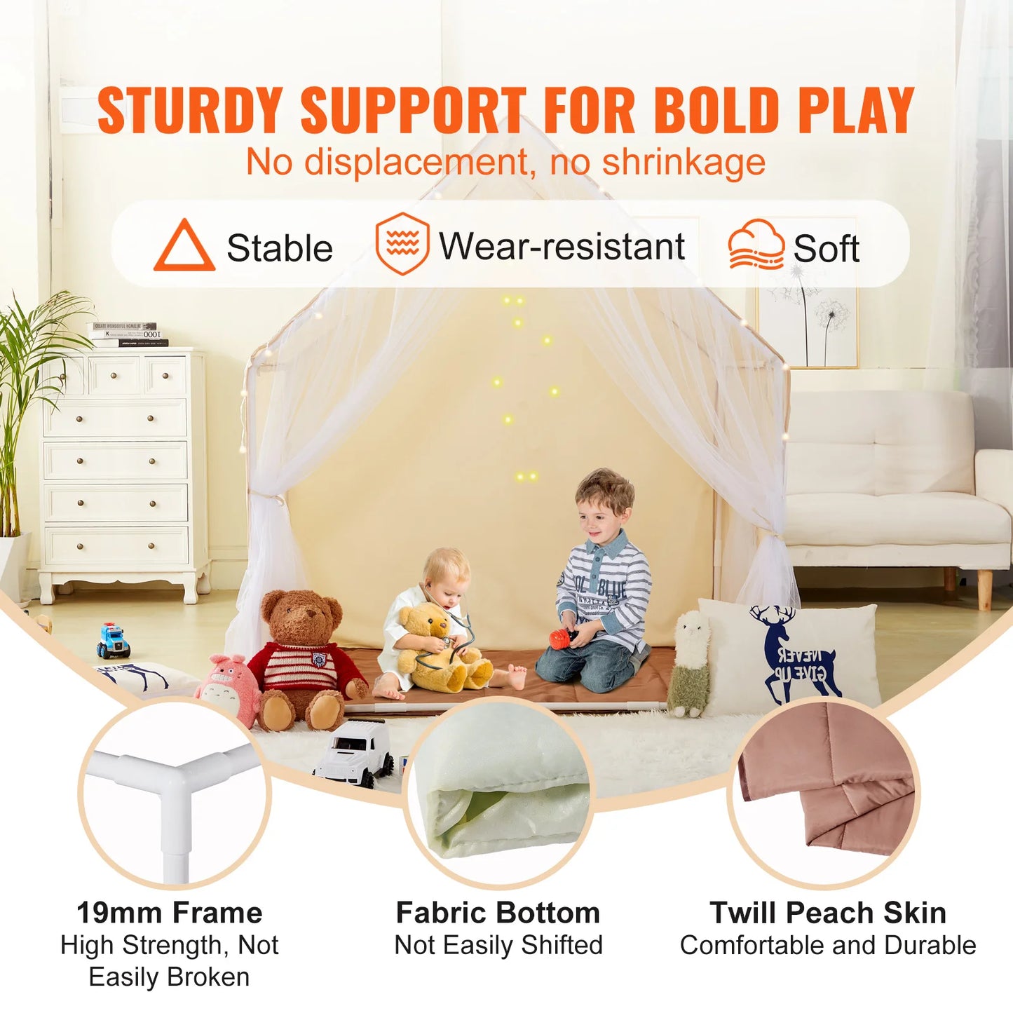SucceBuy Kids Play Tent with Mat and Windows for Toddlers