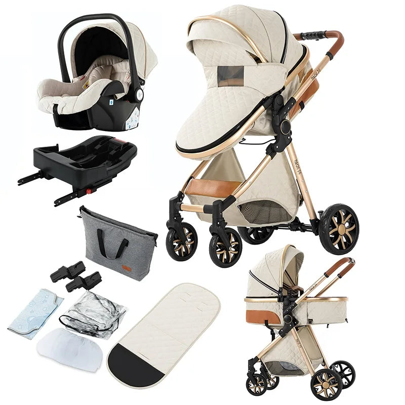 Baby Stroller 3 in 1 with Isofix Car Seat for Newborns