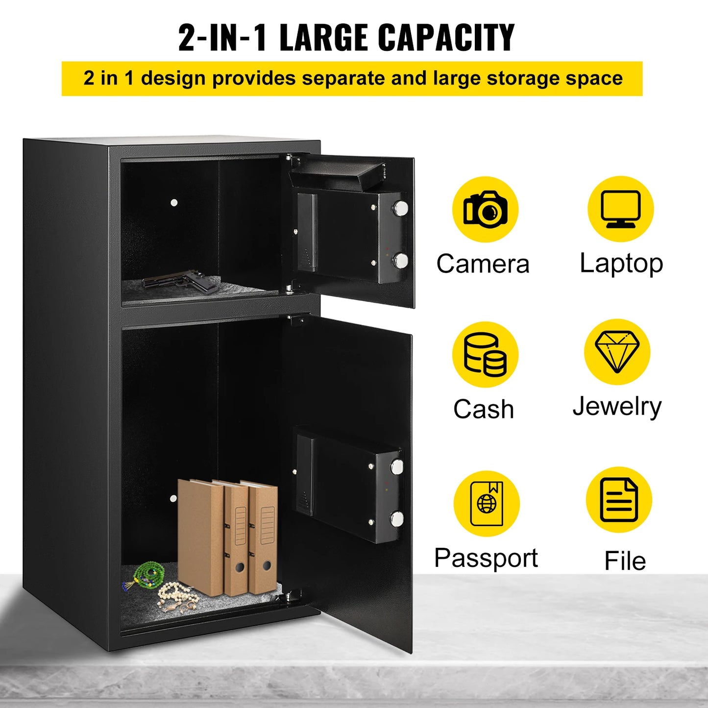 Secure 33 Inch Double Door Safe Deposit Box with Electronic Lock