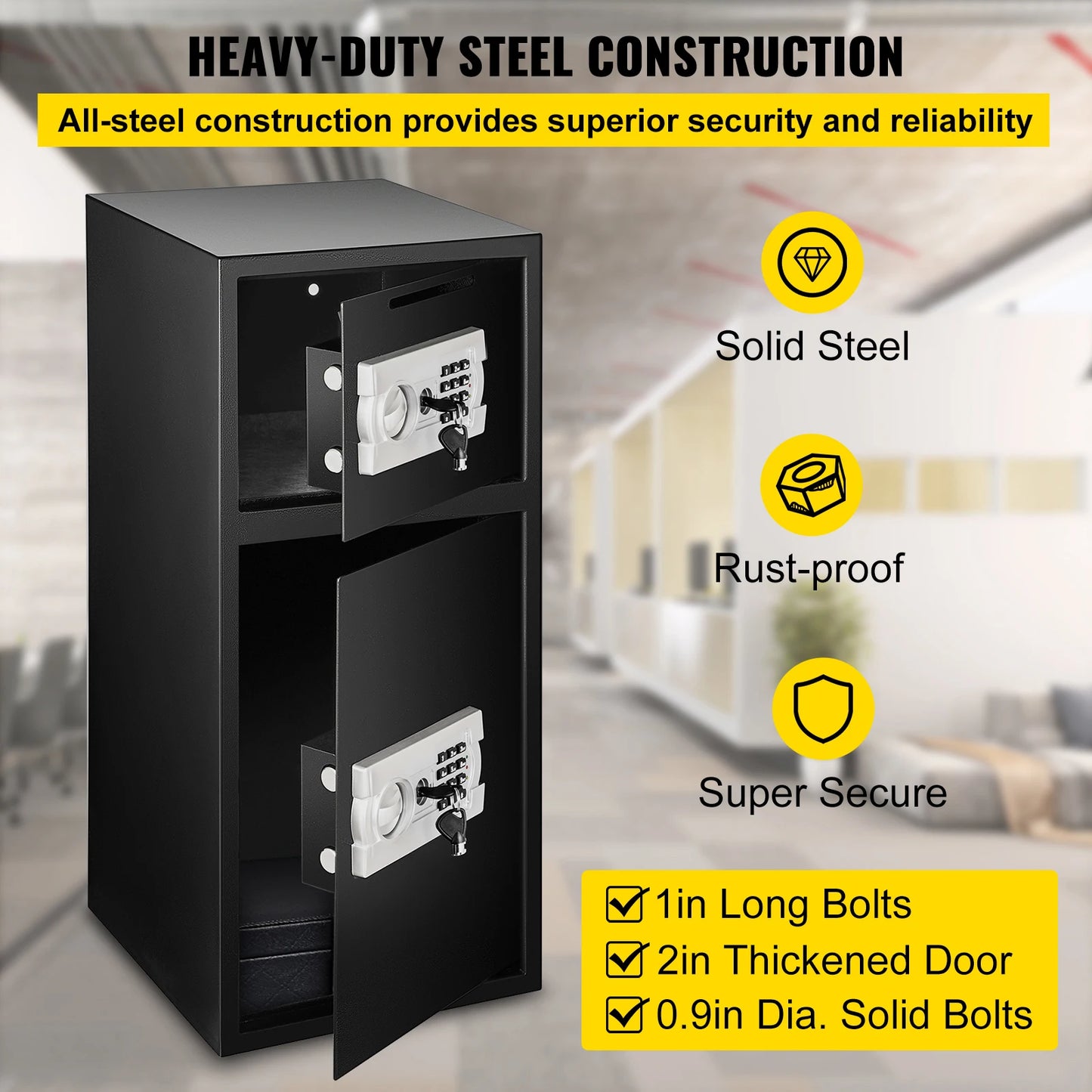 Secure 33 Inch Double Door Safe Deposit Box with Electronic Lock
