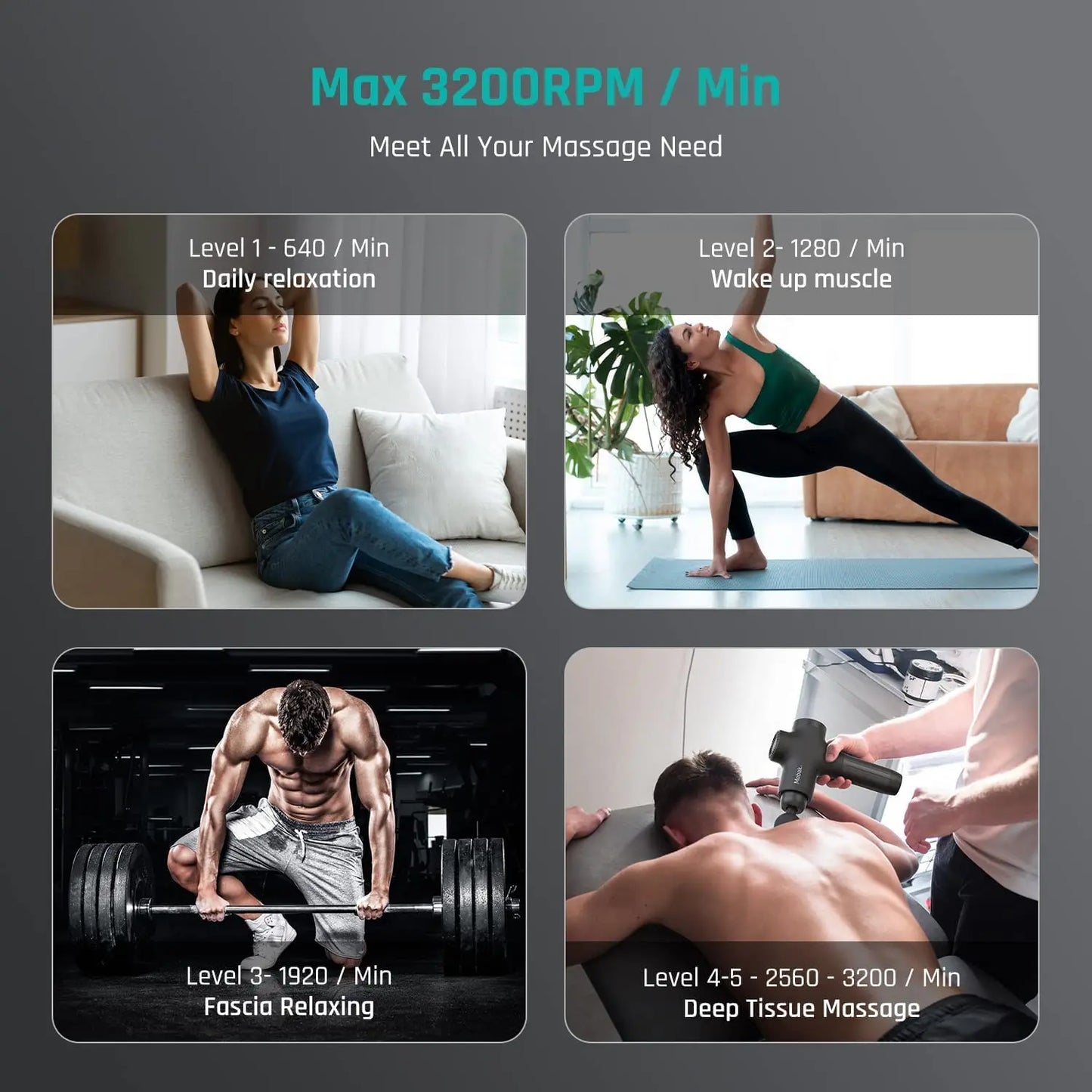 Mebak 3 Massage Gun for Deep Tissue Pain Relief