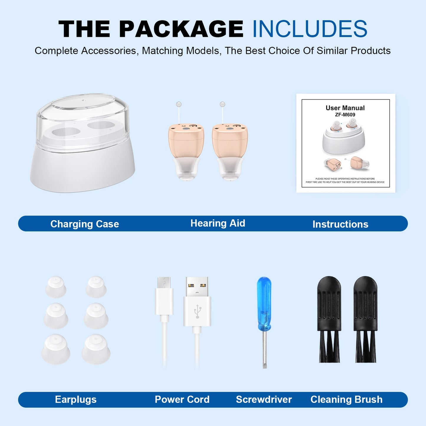 Invisible Hearing Aids for Elderly Adjustable Ear Aid with Long Battery Life