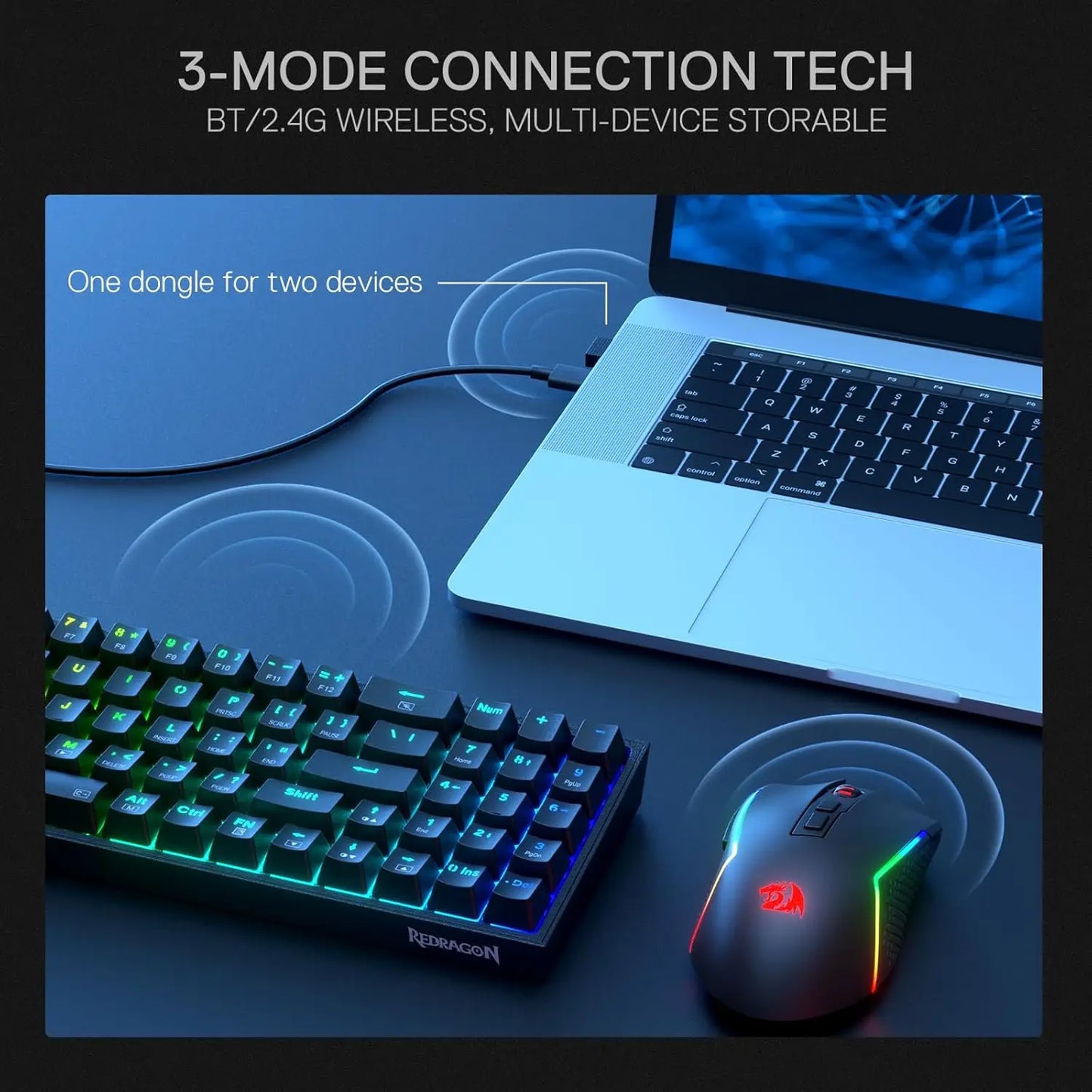Redragon BS136 Gaming Keyboard and Mouse Combo with RGB Lighting and Wireless Convenience