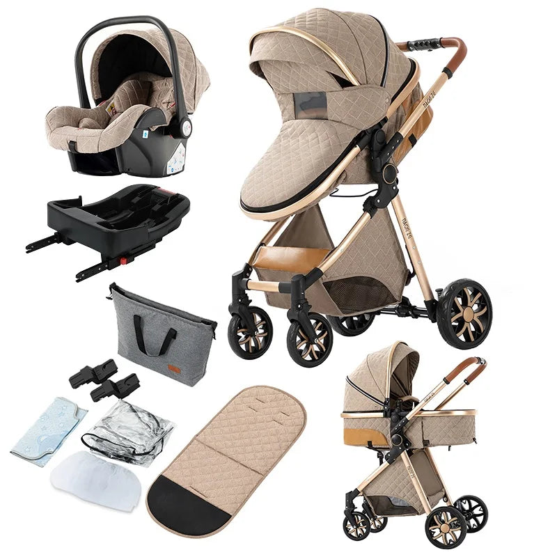 Baby Stroller 3 in 1 with Isofix Car Seat for Newborns