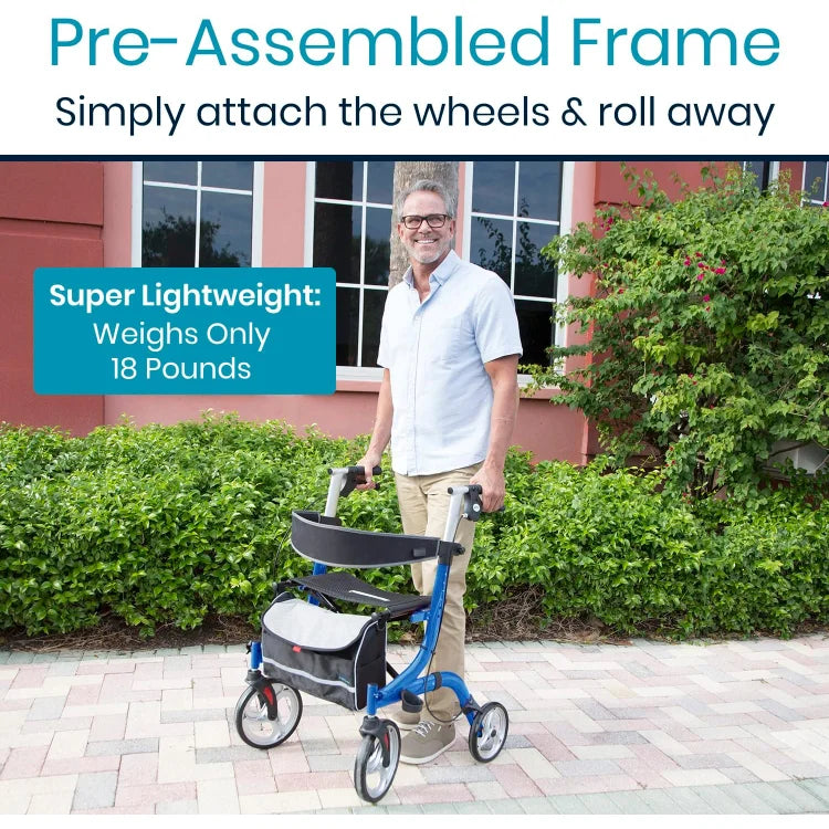 Lightweight Folding Rollator Walker with Comfortable Seat