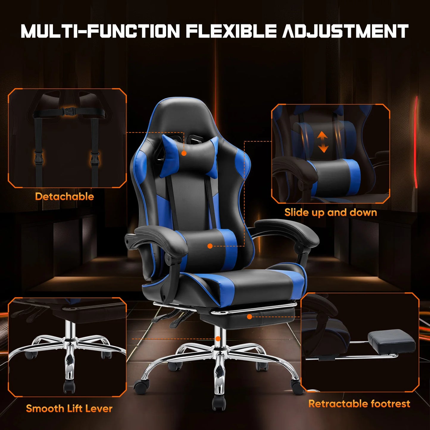 JHK Ergonomic Racing Gaming Chair with Lumbar Support