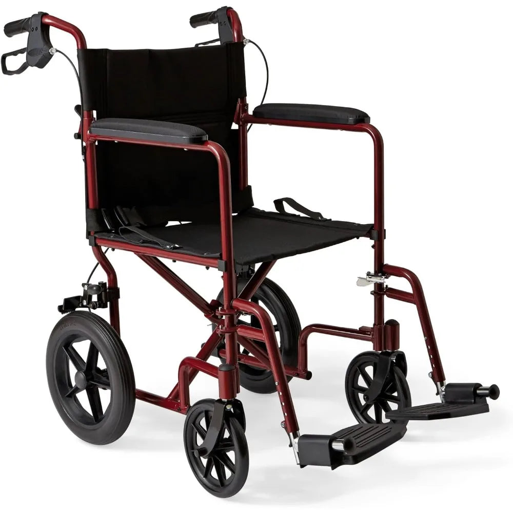 Lightweight Foldable Transport Wheelchair with Handbrakes
