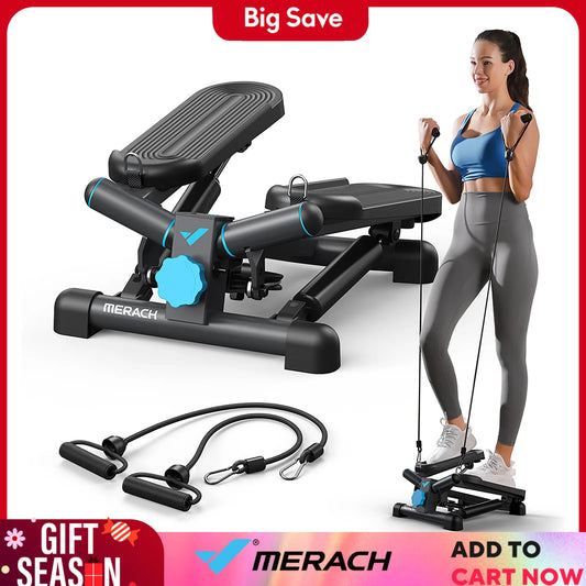 MERACH Mini Stepper with Resistance Bands for Effective Leg Workouts