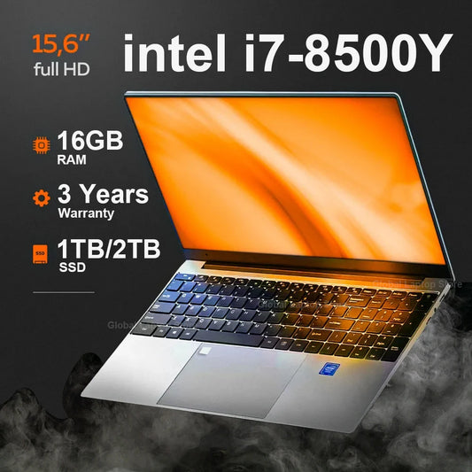 15.6 Inch Portable i7 Laptop with Fingerprint Unlock and 16GB RAM