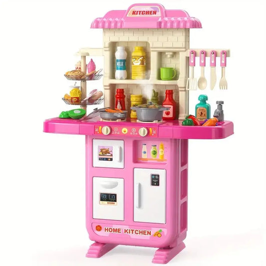 Realistic Play Kitchen Set with Pretend Food for Kids