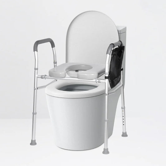 Adjustable Raised Toilet Seat with Handles for Elderly Support