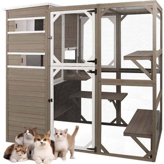 Large Weatherproof Cat Cage for Outdoor Safety and Easy Assembly