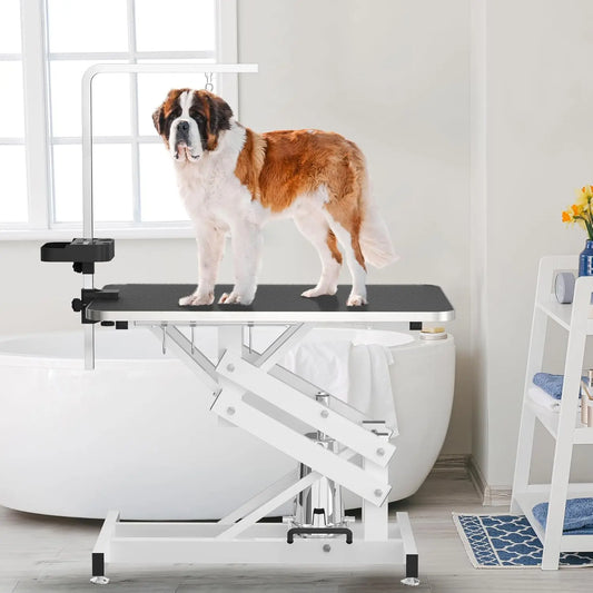Hydraulic Pet Grooming Table with Adjustable Height and Anti-Static Top