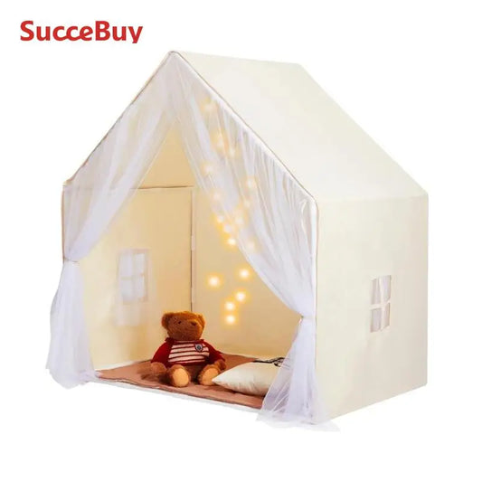 SucceBuy Kids Play Tent with Mat and Windows for Toddlers