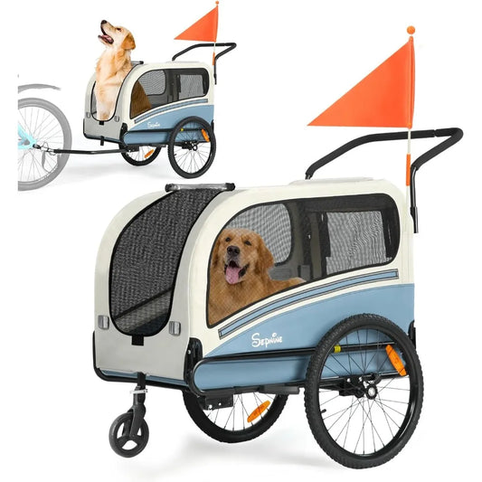 Dog Bike Trailer Stroller 2-in-1 Easy Fold Design for Pets Up to 88 Pounds