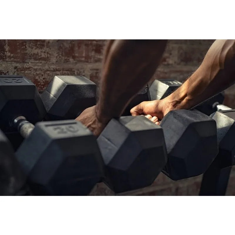 Hex Dumbbells Rubber Coated Hand Weights for Strength Training