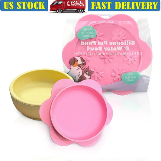Flower-Shaped Silicone Pet Bowl With Non-Slip Base