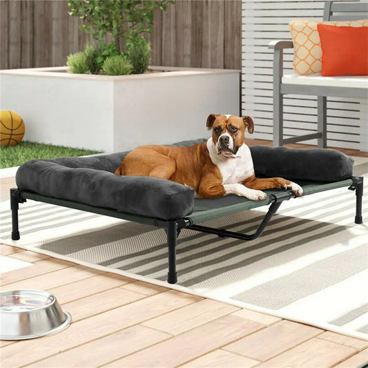 Elevated Dog Bed with Cooling Bolster for Indoor and Outdoor Use