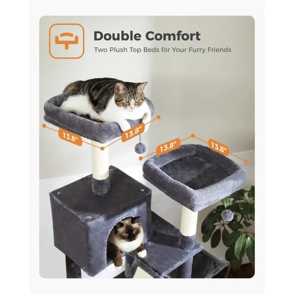Multi-Level Cat Tree Tower with 6 Scratching Posts and Cozy Condos