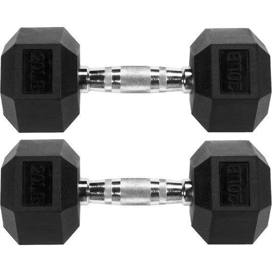 Hex Dumbbells Rubber Coated Hand Weights for Strength Training