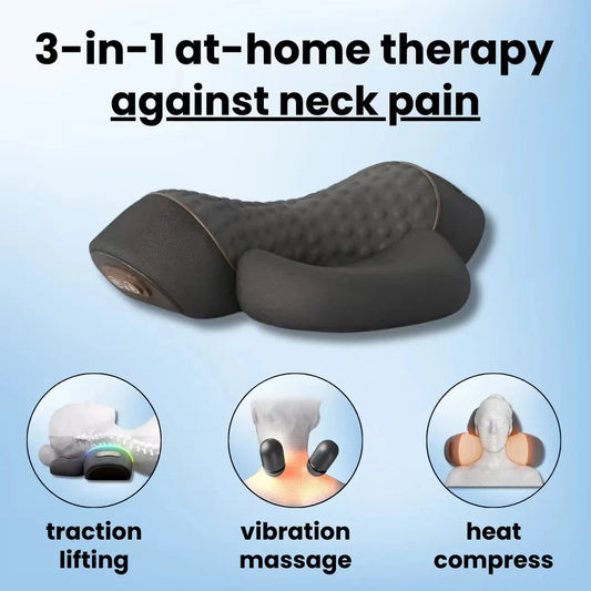 3-in-1 Neck Massager with Hot Compress and Spine Support Pillow