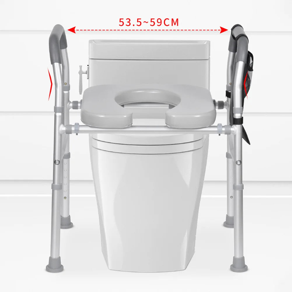 Adjustable Raised Toilet Seat with Handles for Elderly Support
