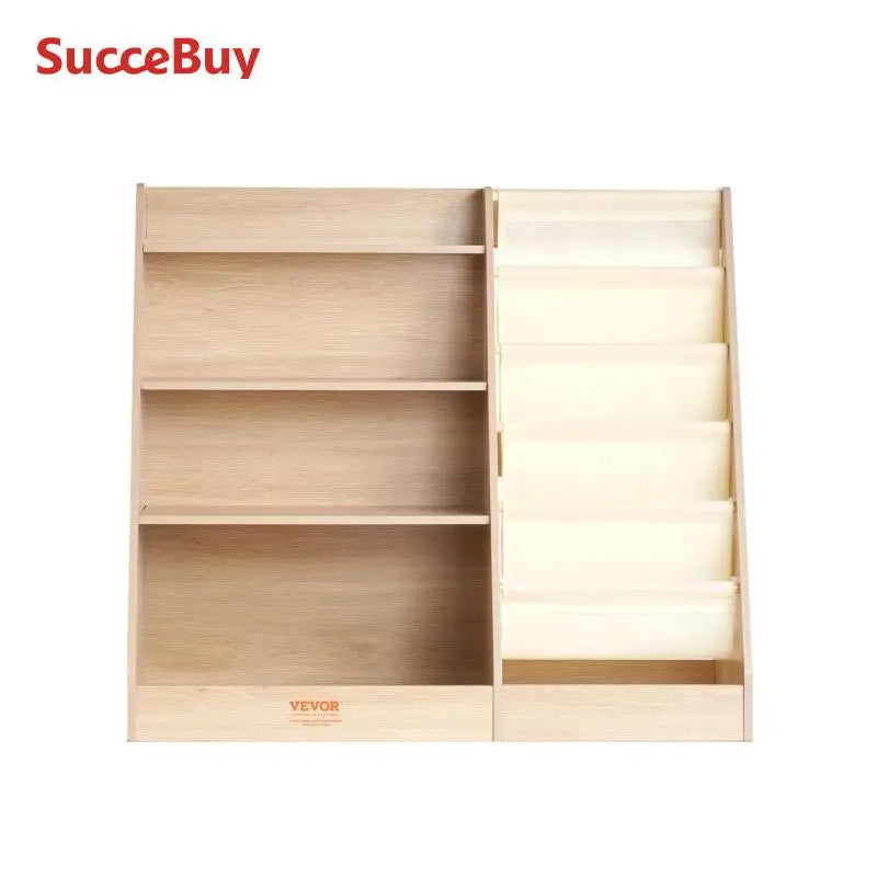 SucceBuy 4-Tier Kids Wooden Bookshelf with Ample Storage Space