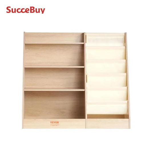 SucceBuy 4-Tier Kids Wooden Bookshelf with Ample Storage Space