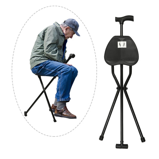 Lightweight Folding Aluminum Alloy Crutch Chair for Elderly with Seat