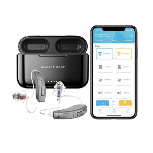 Rechargeable Bluetooth Hearing Aids for Seniors with Noise Cancellation