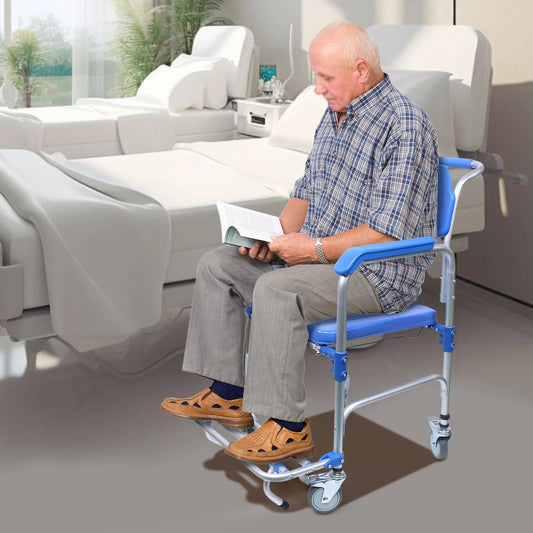 350lb Foldable Commode Chair with Footrest for Disabled Adults