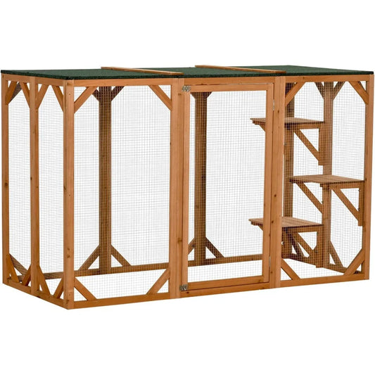Large Outdoor Cat House with Weather Protection and Multi-Level Platforms