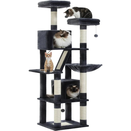 Multi-Level Cat Tree Tower with 6 Scratching Posts and Cozy Condos