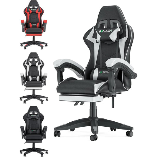 Ergonomic Gaming Chair with Footrest and Lumbar Support
